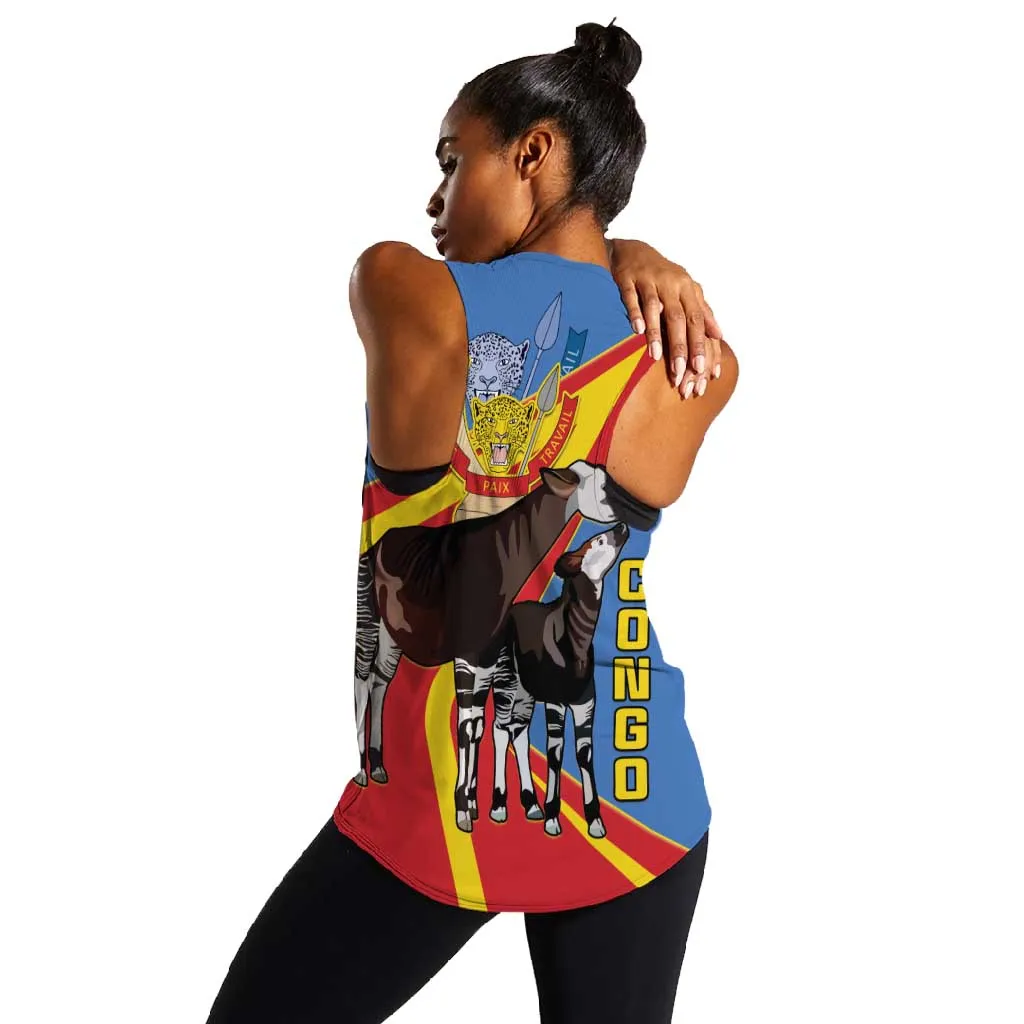 DR Congo Women Racerback Tank Okapi Coat Of Arms LT15