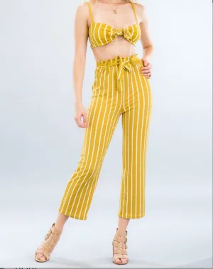 Dressed To The Lines Tie Top Pants Set