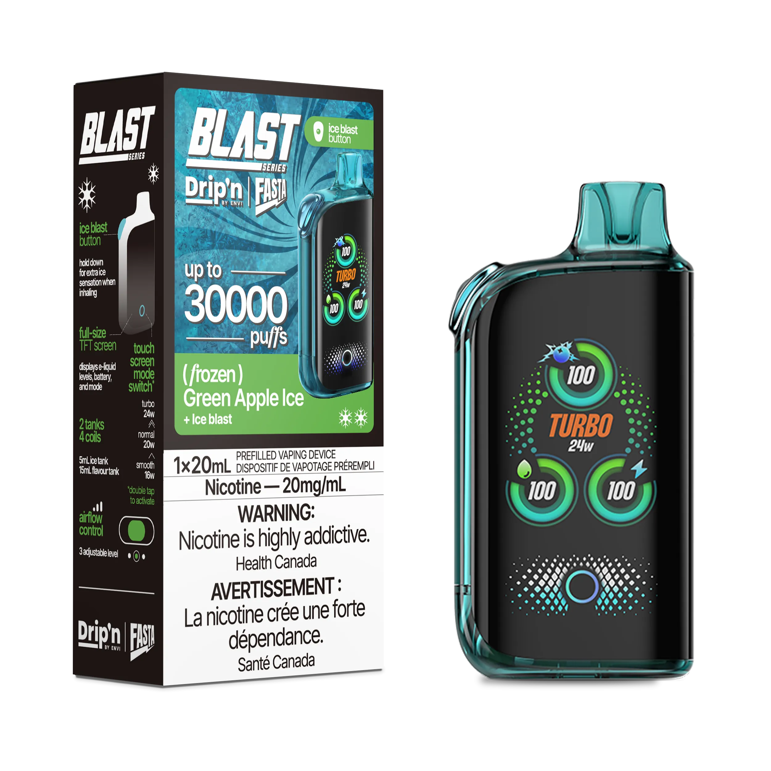 Drip'n X Fasta Blast 30K - Green Apple Ice