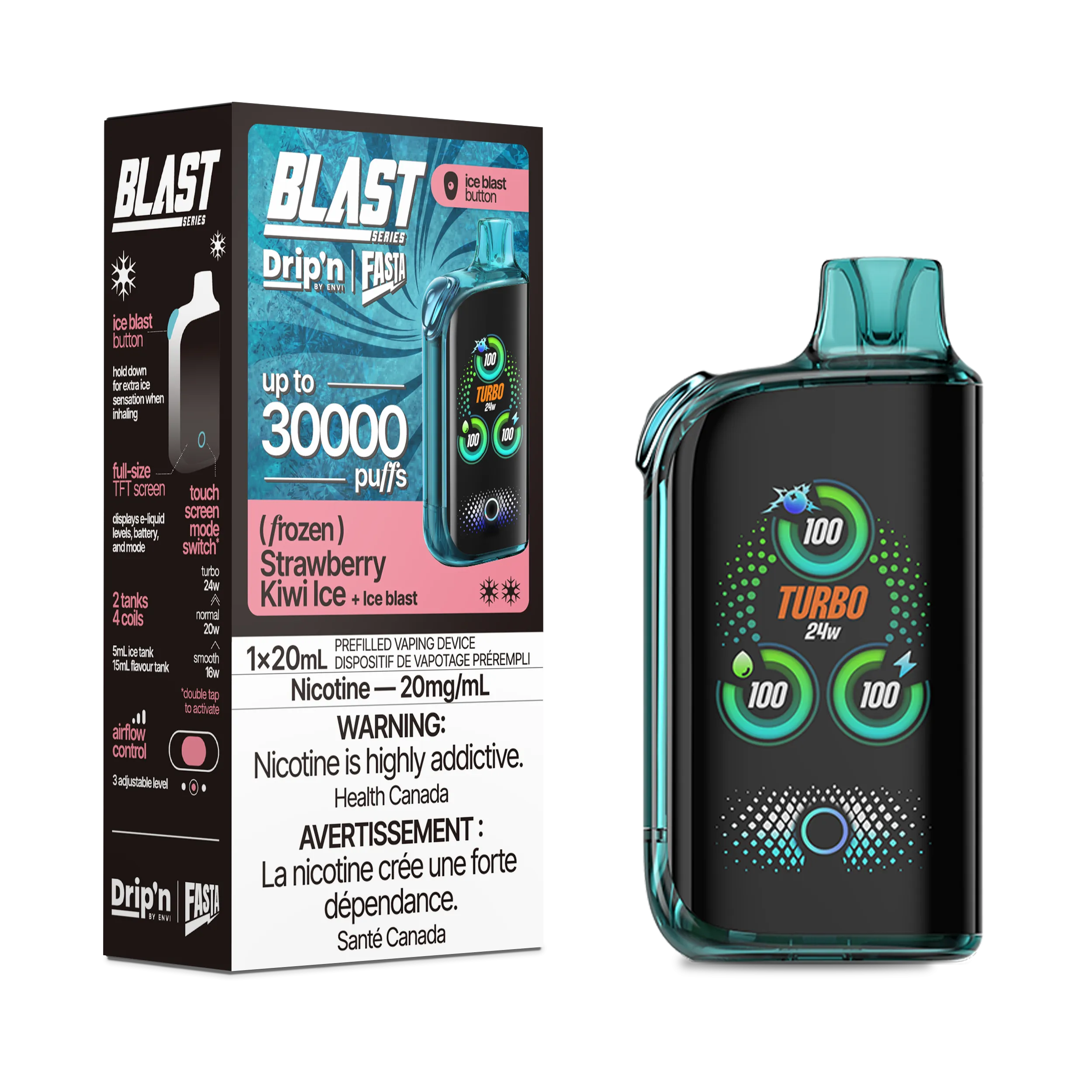 Drip'n X Fasta Blast 30K - Strawberry Kiwi Ice
