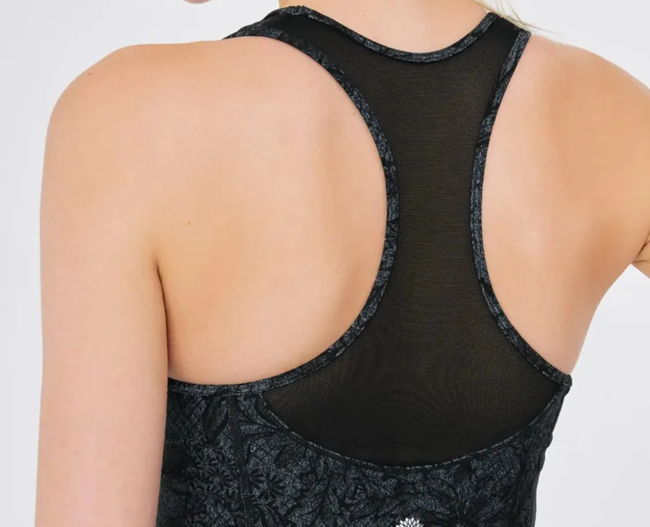 easyoga LESPIRO Wonder Mesh Cropped Tank - FC6 Blossom Grey