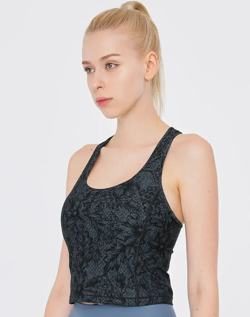 easyoga LESPIRO Wonder Mesh Cropped Tank - FC6 Blossom Grey