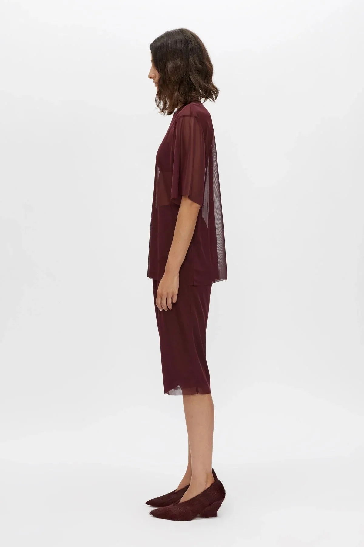 Enigma Sheer Top | Burgundy