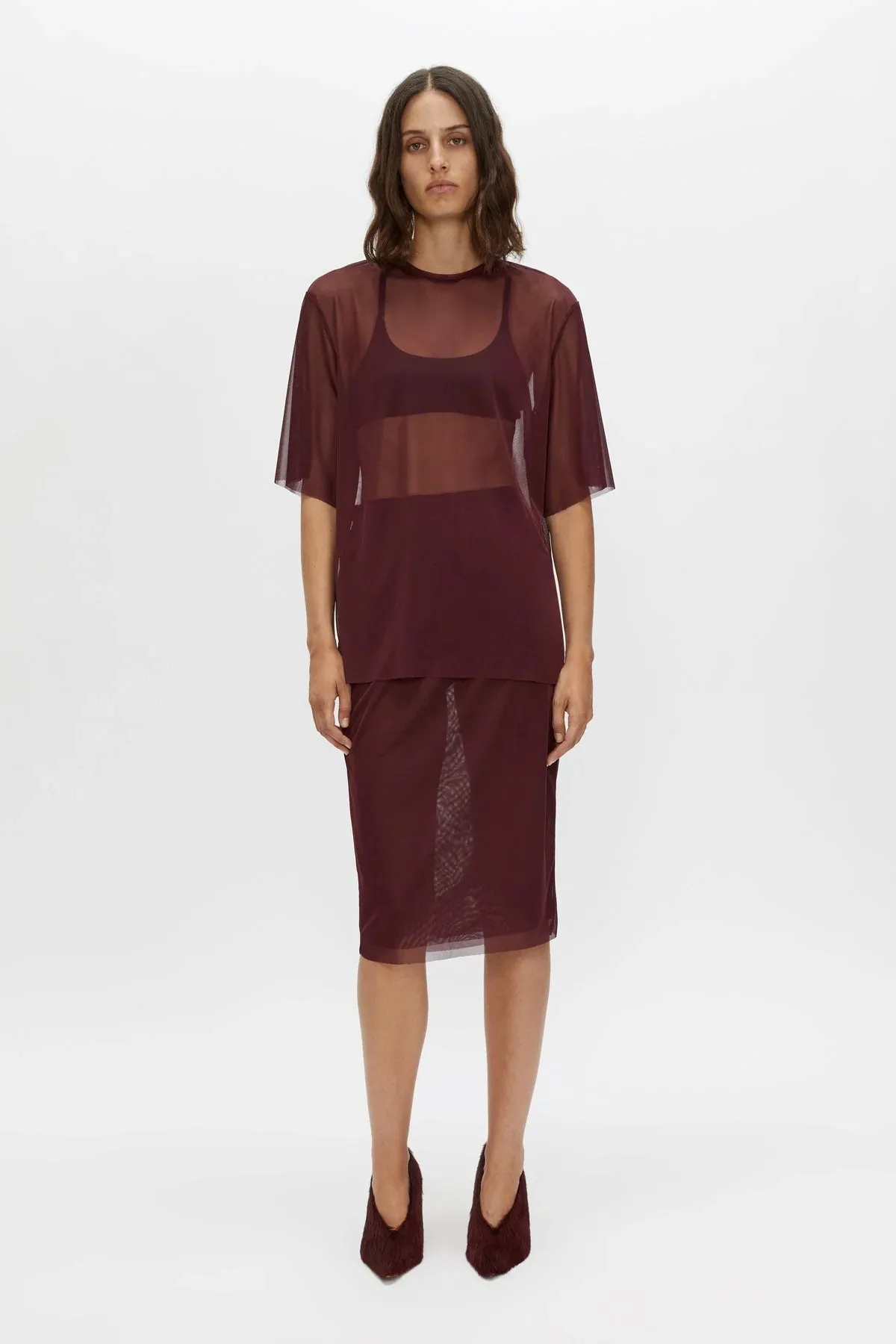 Enigma Sheer Top | Burgundy