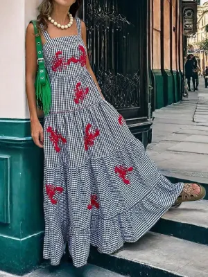 Exquisite Embroidered Holiday Charming Camisole Midi Dress