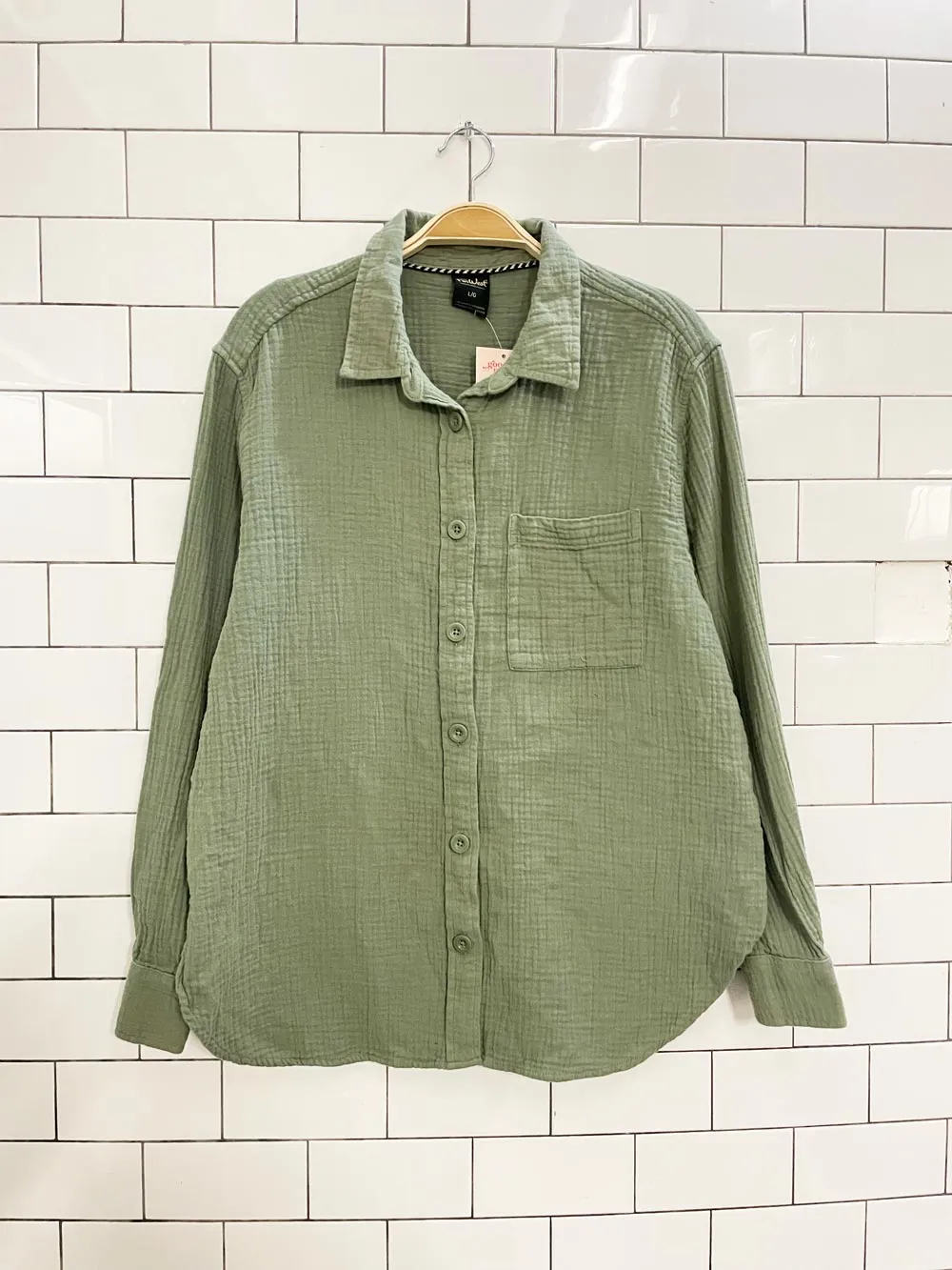 far west sage green gauze cotton shirt