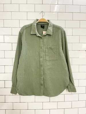 far west sage green gauze cotton shirt