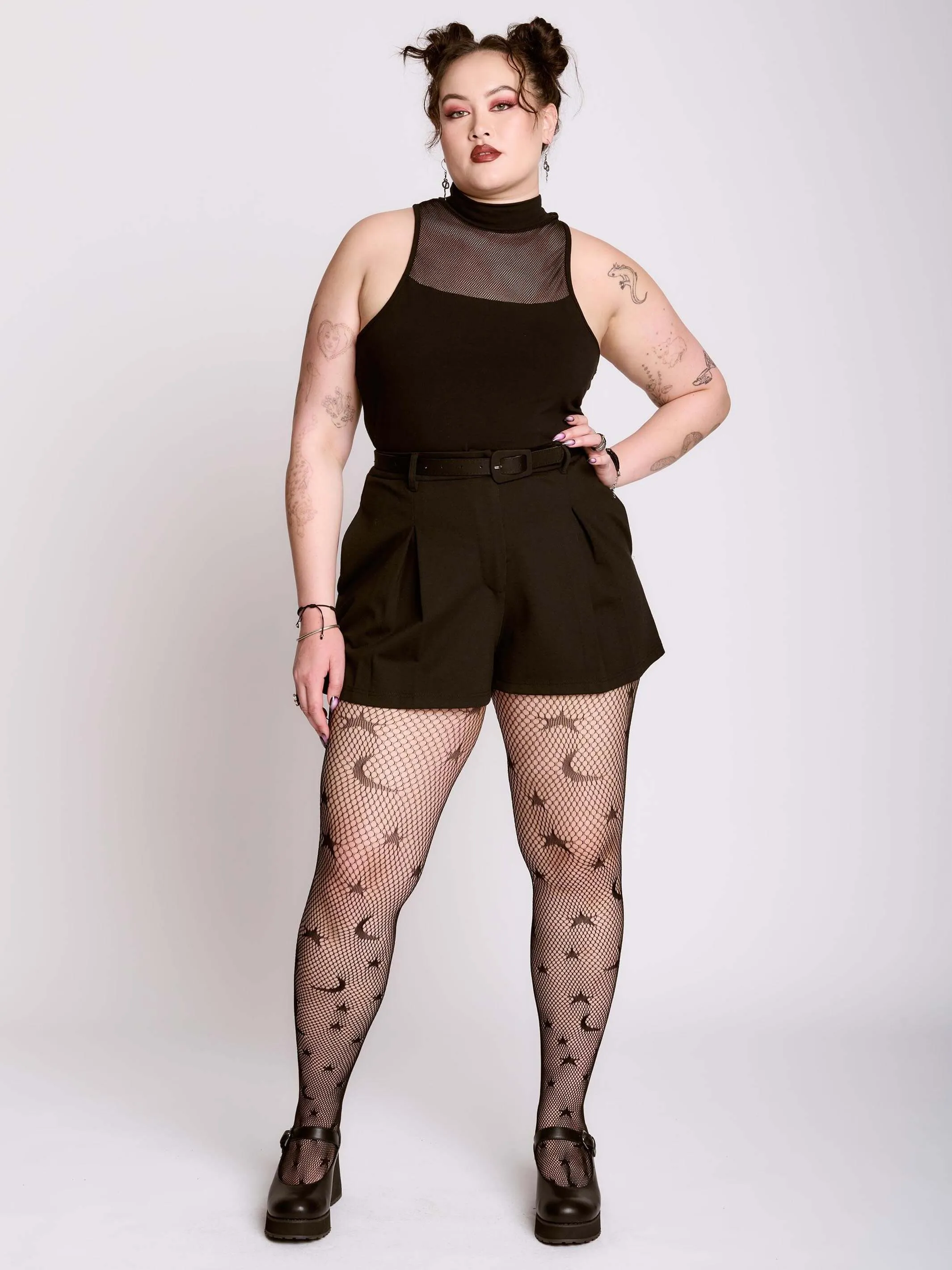 Fishnet Mock Neck Tank
