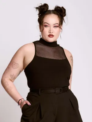 Fishnet Mock Neck Tank