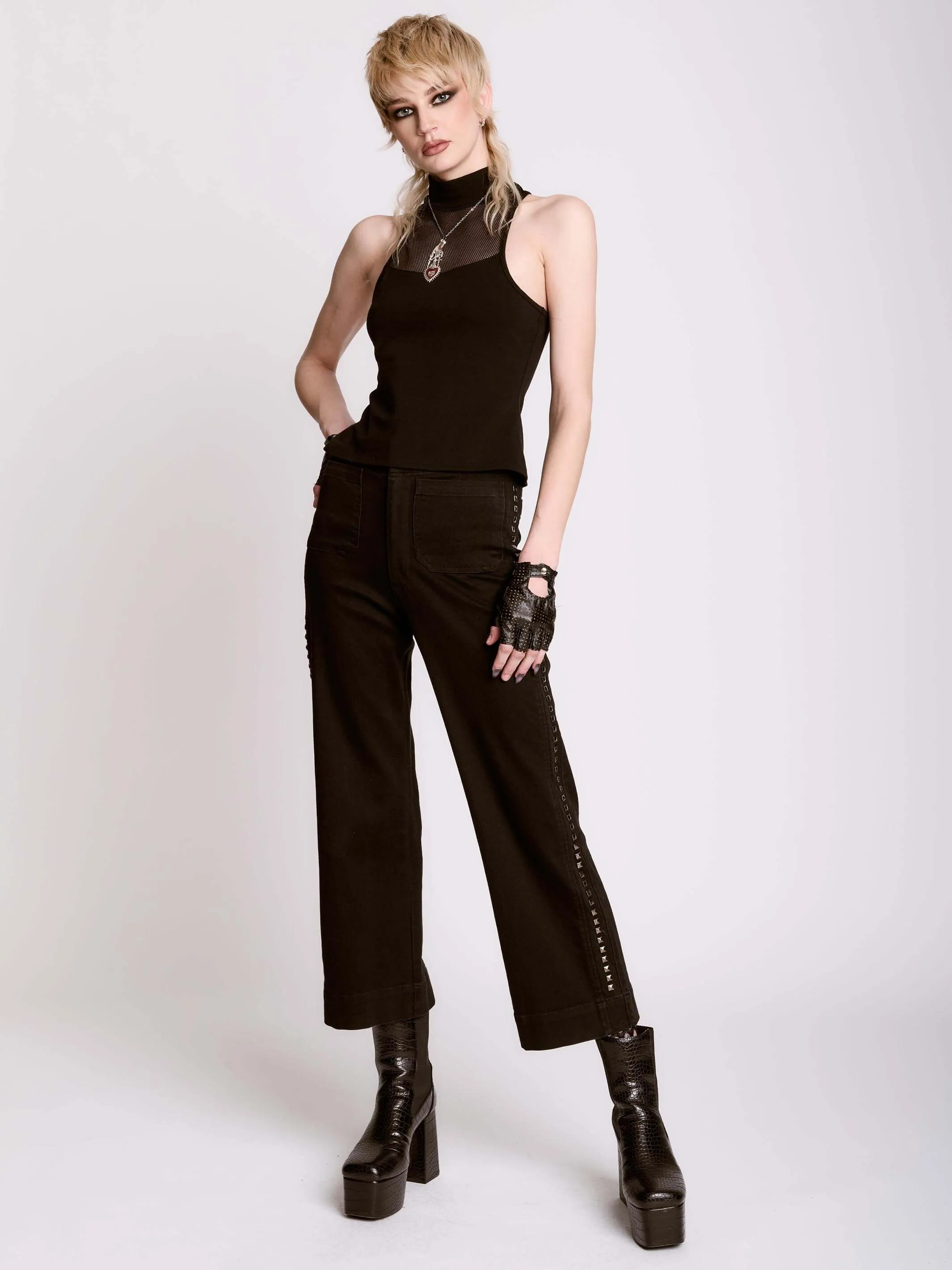 Fishnet Mock Neck Tank