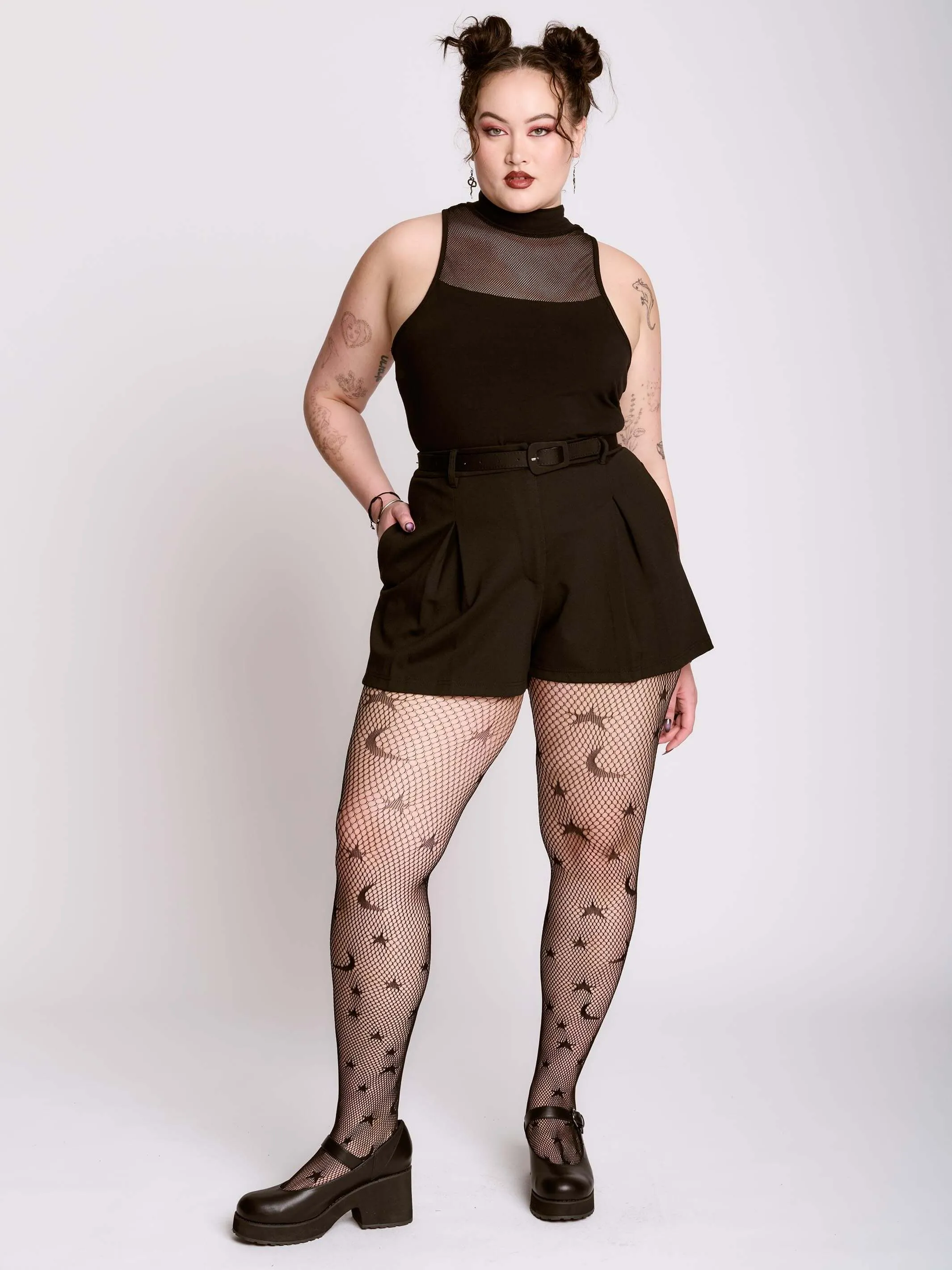 Fishnet Mock Neck Tank