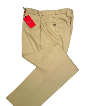 Flat Front Sartorial Stretch-Cotton Trousers - British Khaki
