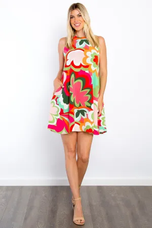 Floral Sleeveless Mini Dress with Pockets