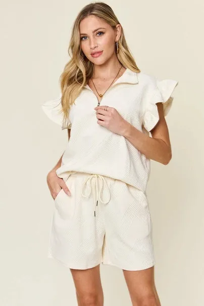 Flounce Sleeve Top and Shorts Set