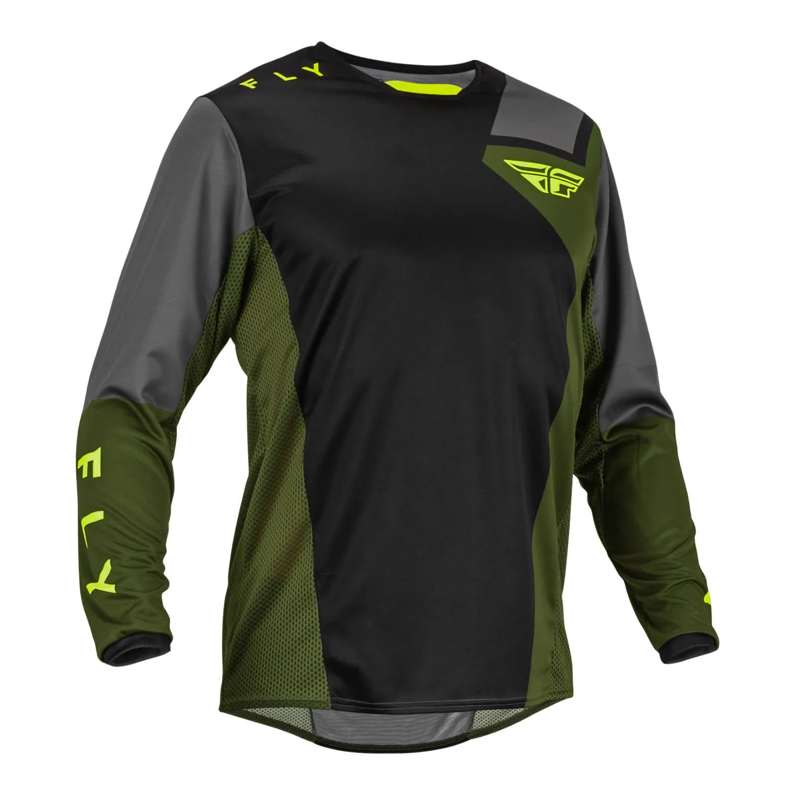 Fly Racing 2023 Kinetic Jet Jersey - Black / Olive Green / Hi-Vis