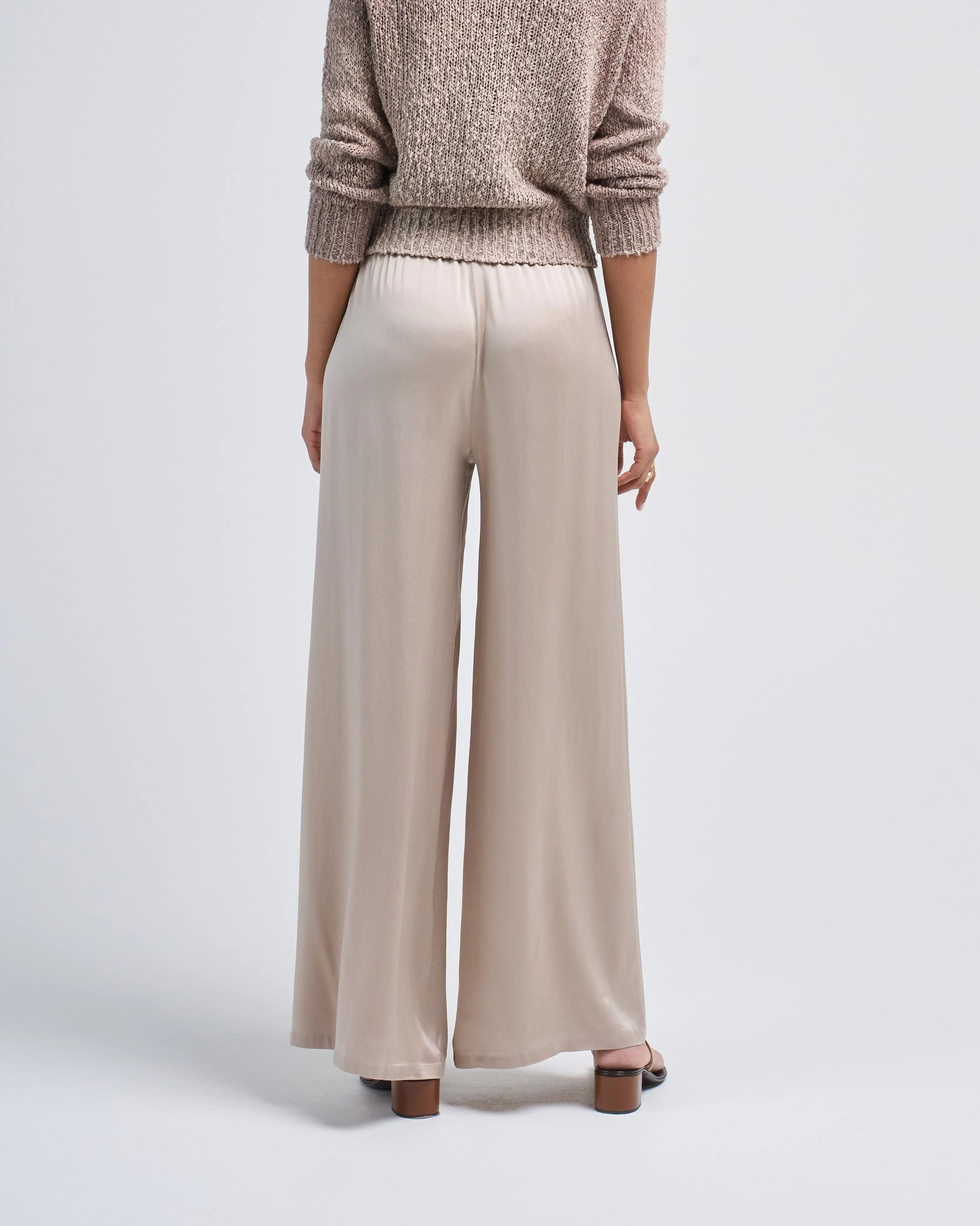 frosted effect stretch silk palazzo pants