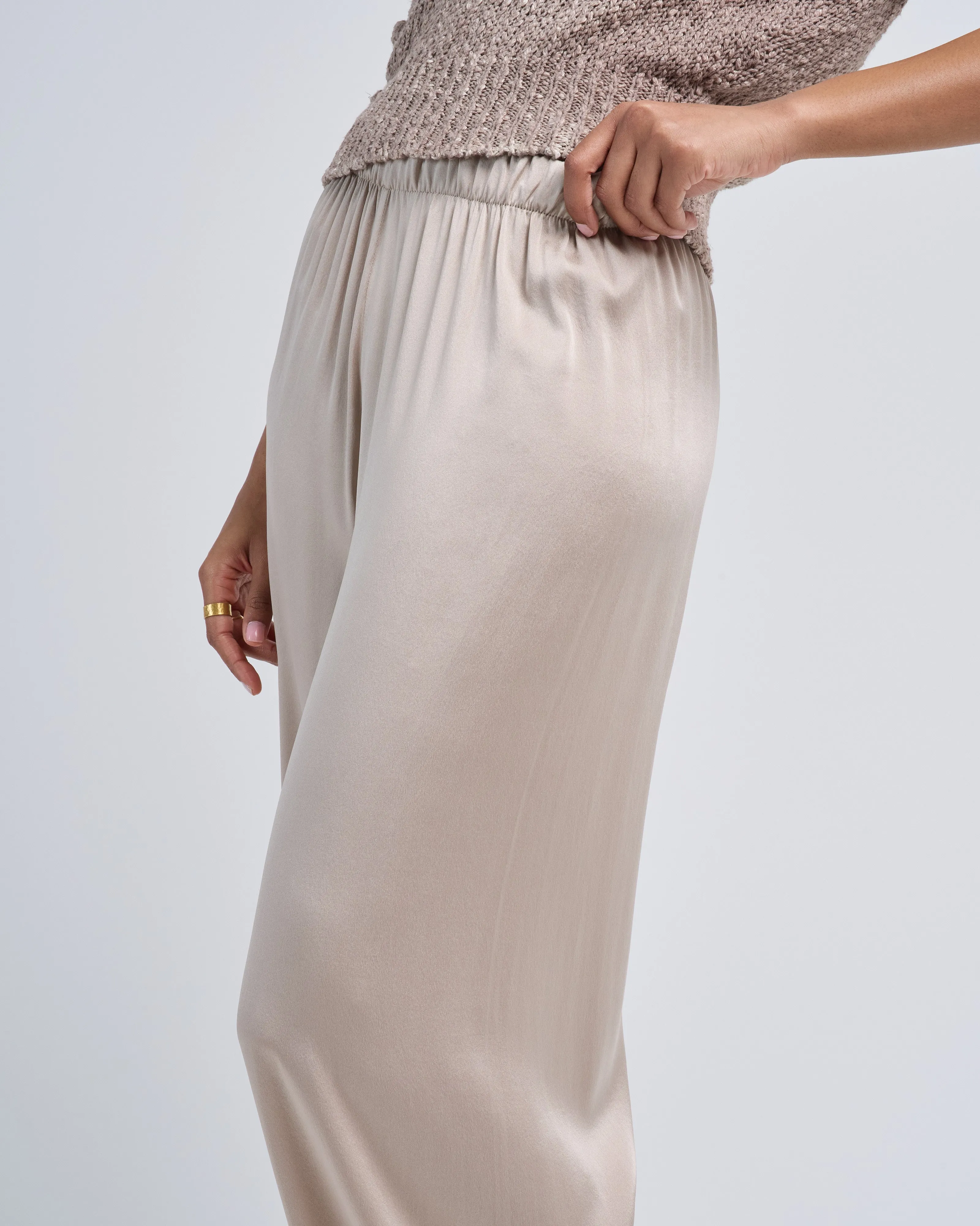 frosted effect stretch silk palazzo pants