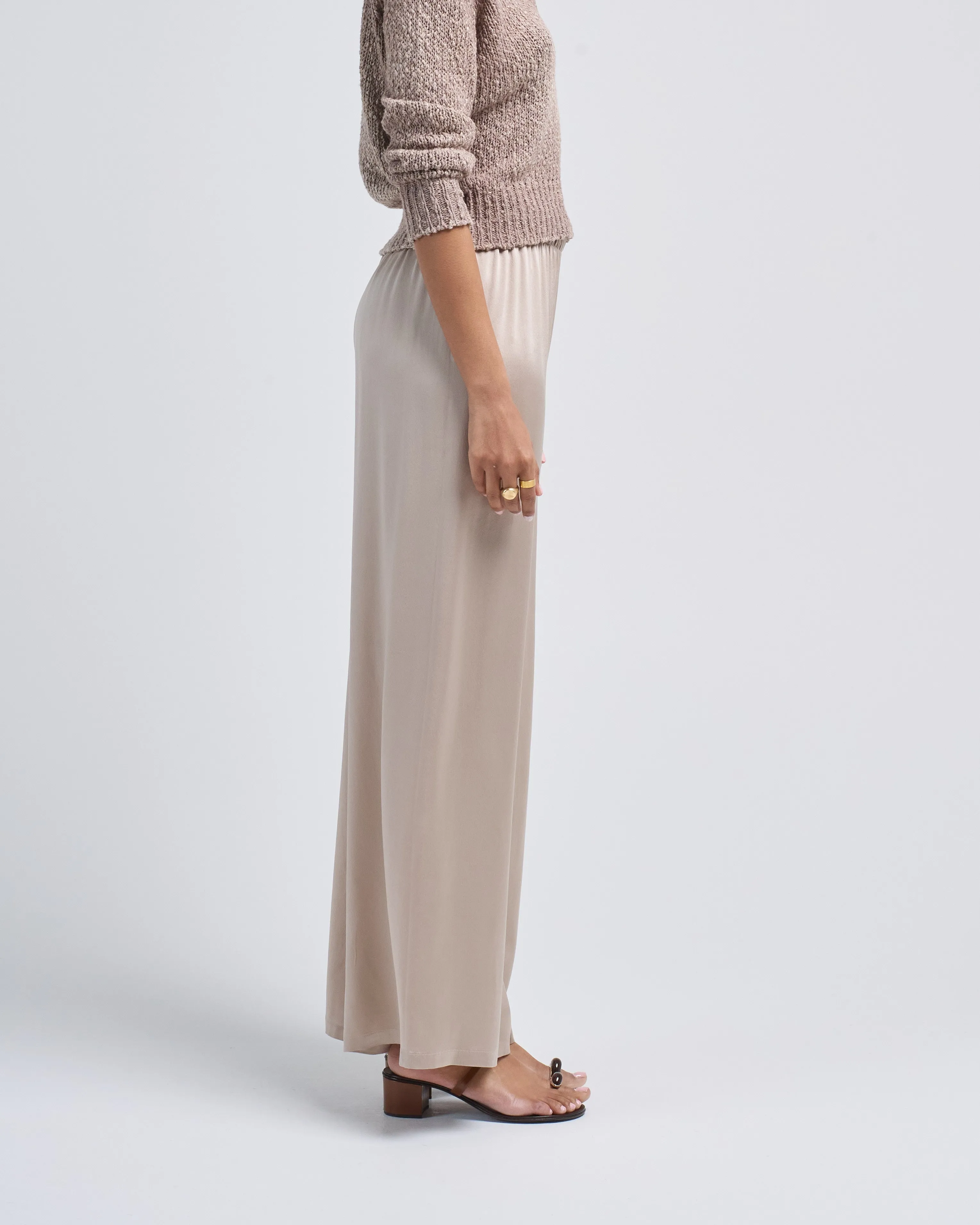 frosted effect stretch silk palazzo pants