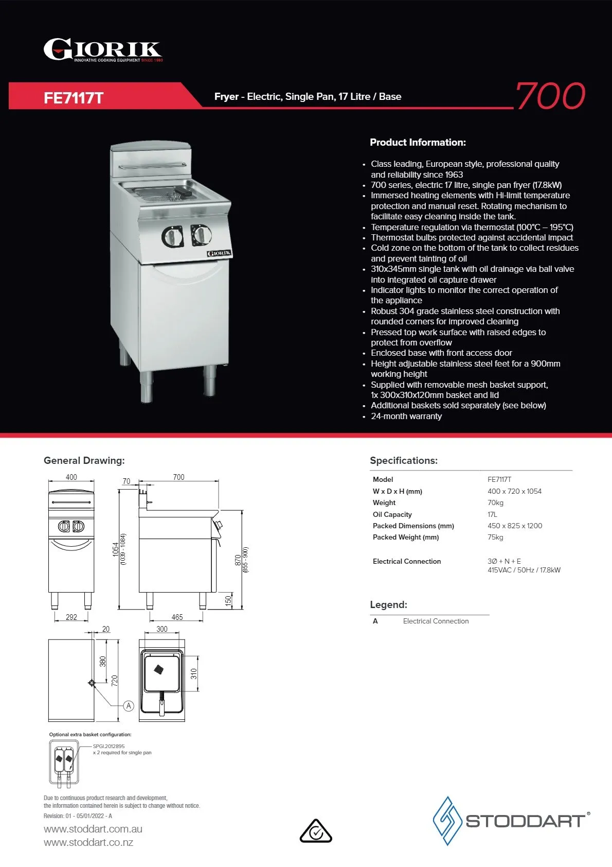 Giorik FE7117T - Single Pan Fryer