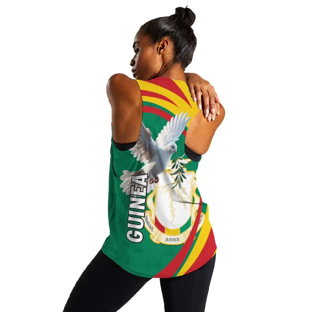 Guinea Women Racerback Tank Coat Of Arms With Pigeon - Kente Pattern LT15