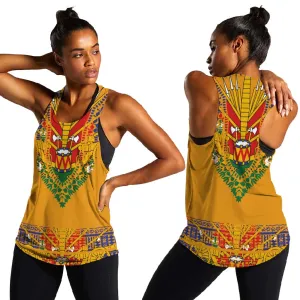 Haiti Flag Women Racerback Tank Traditional Dashiki Yellow Color LT03