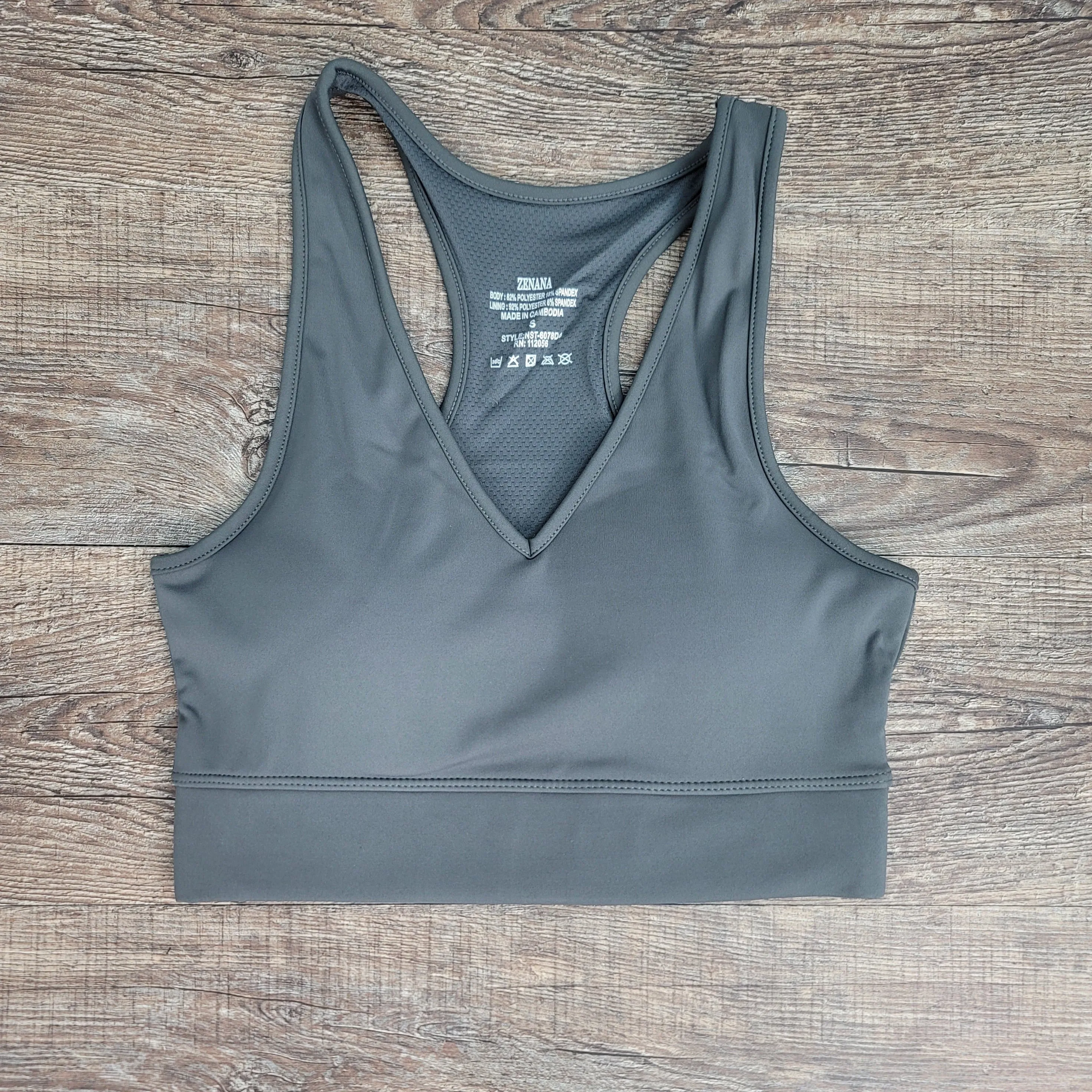 Hazel Blues® |  ATHLETIC RACERBACK CROPPED TANK TOP W/BUILT-IN BRA