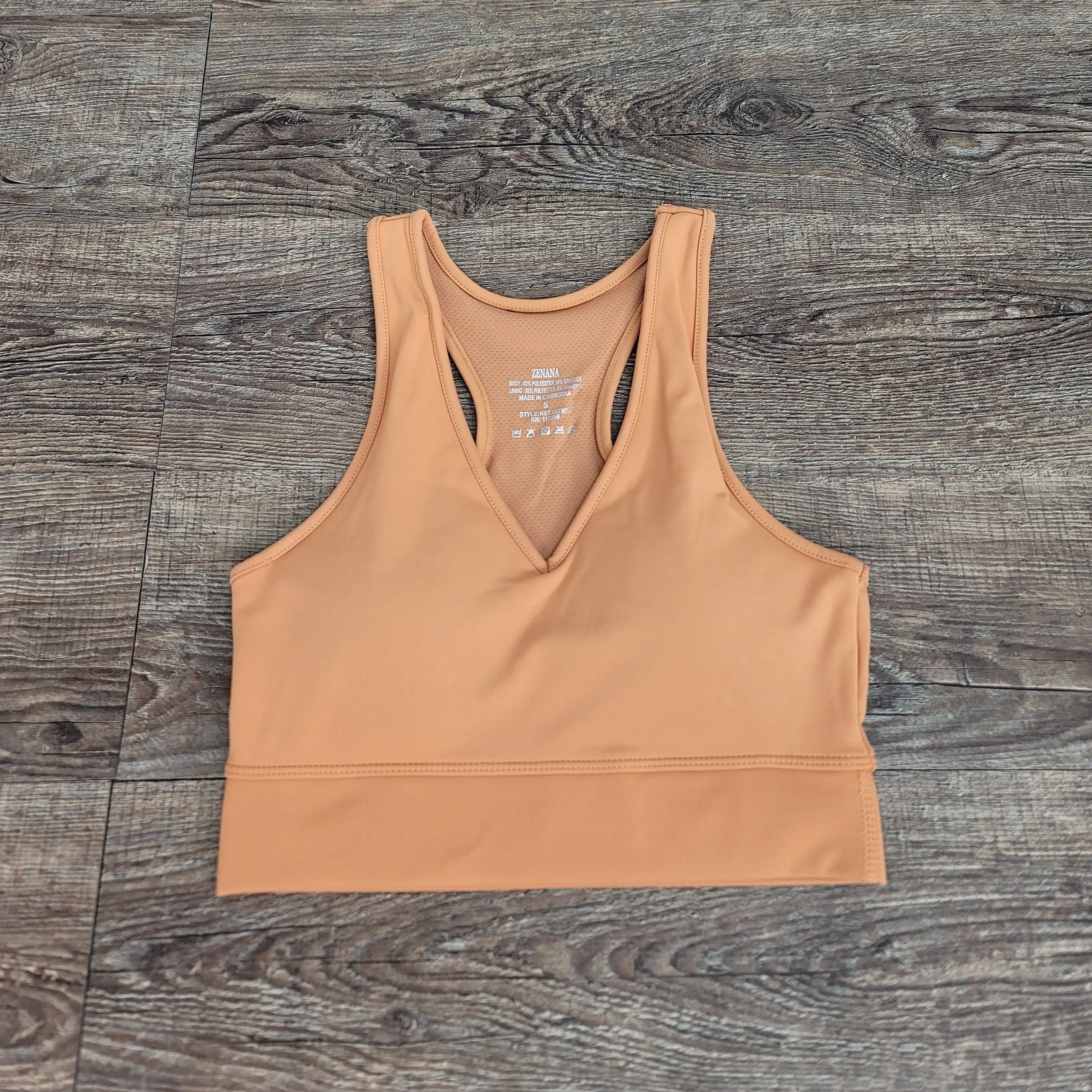 Hazel Blues® |  ATHLETIC RACERBACK CROPPED TANK TOP W/BUILT-IN BRA