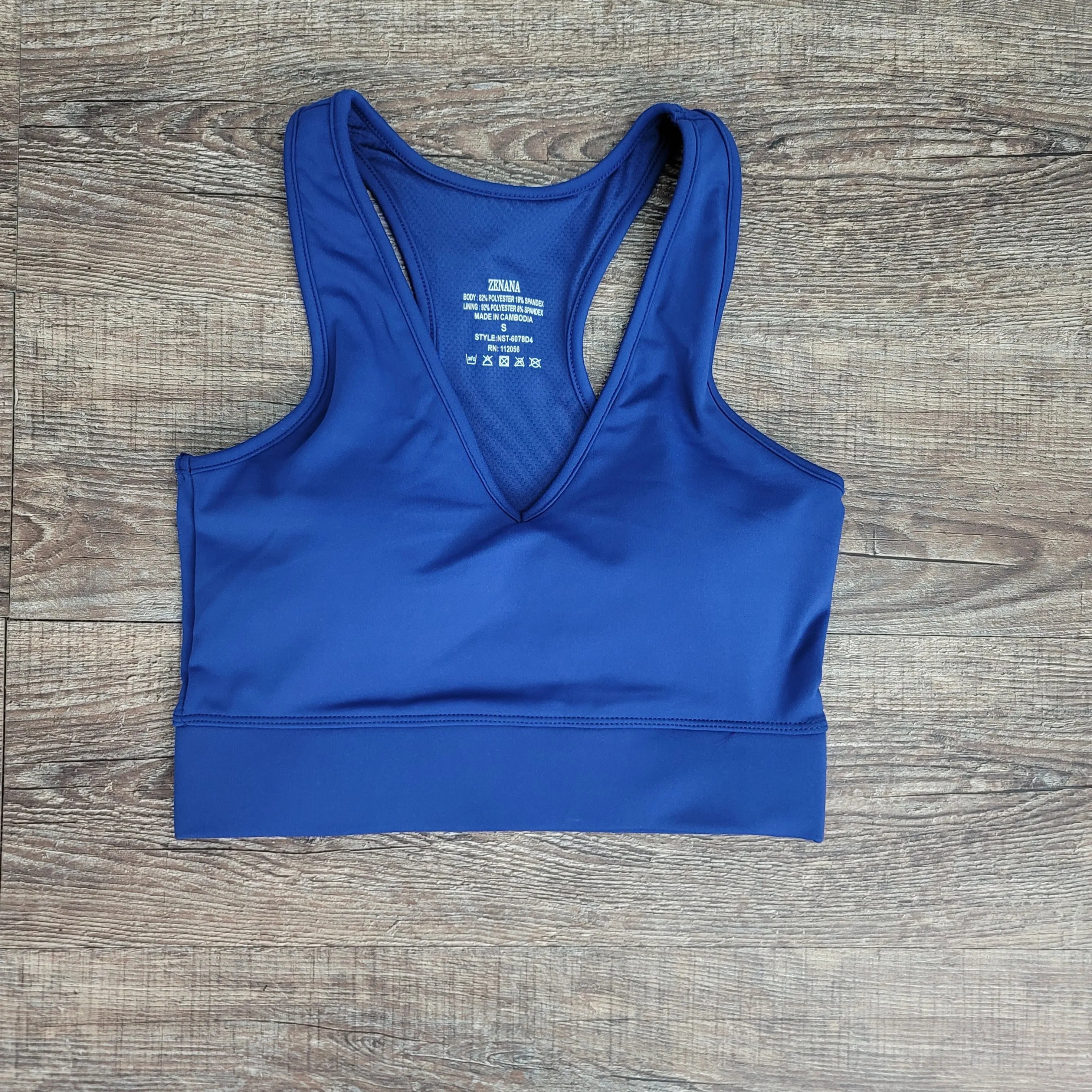 Hazel Blues® |  ATHLETIC RACERBACK CROPPED TANK TOP W/BUILT-IN BRA