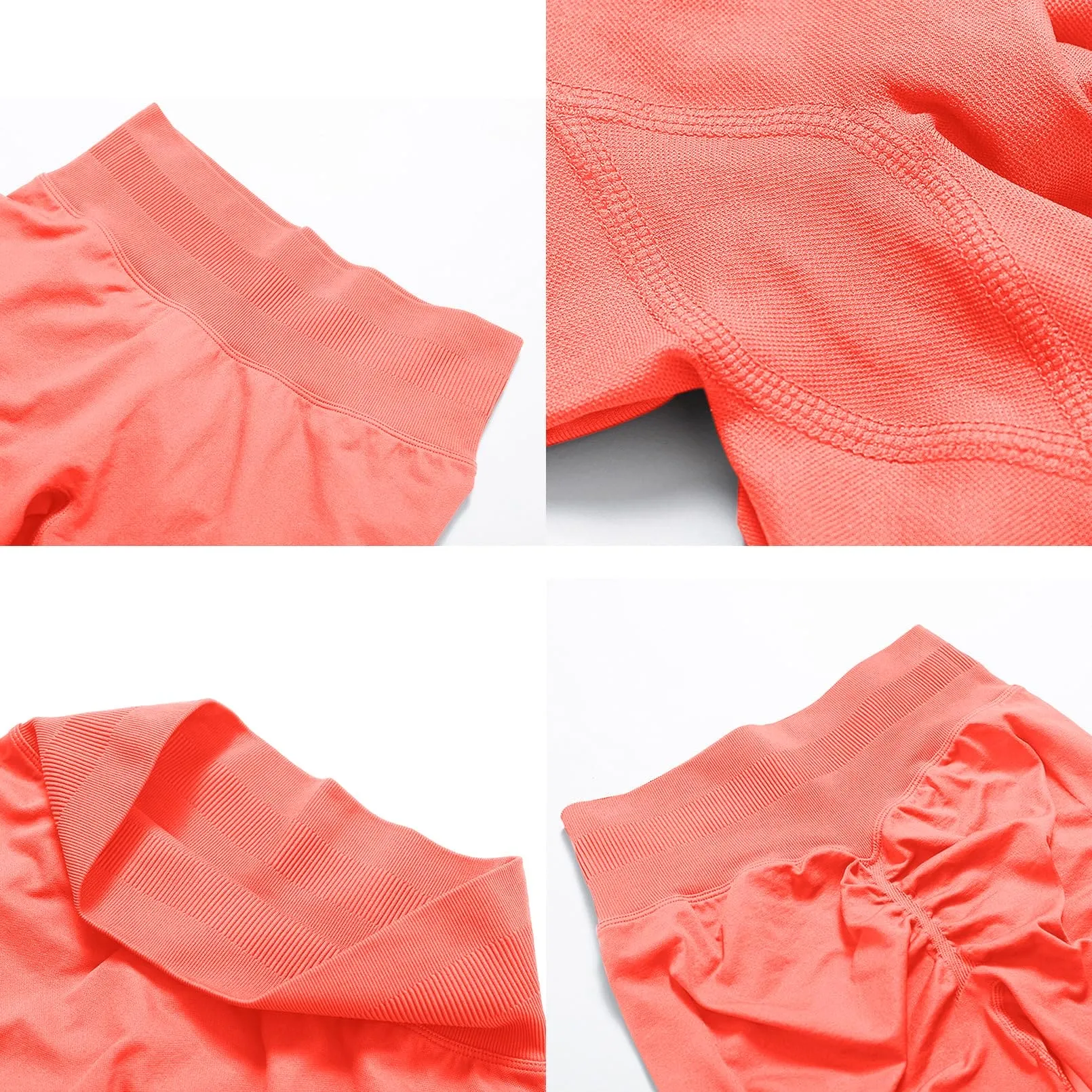 Impact Leggings for Women Seamless Workout Yoga Pants Hidden Scrunch Butt Tummy Control Gym Leggings Mid Low Waist 25" Coral