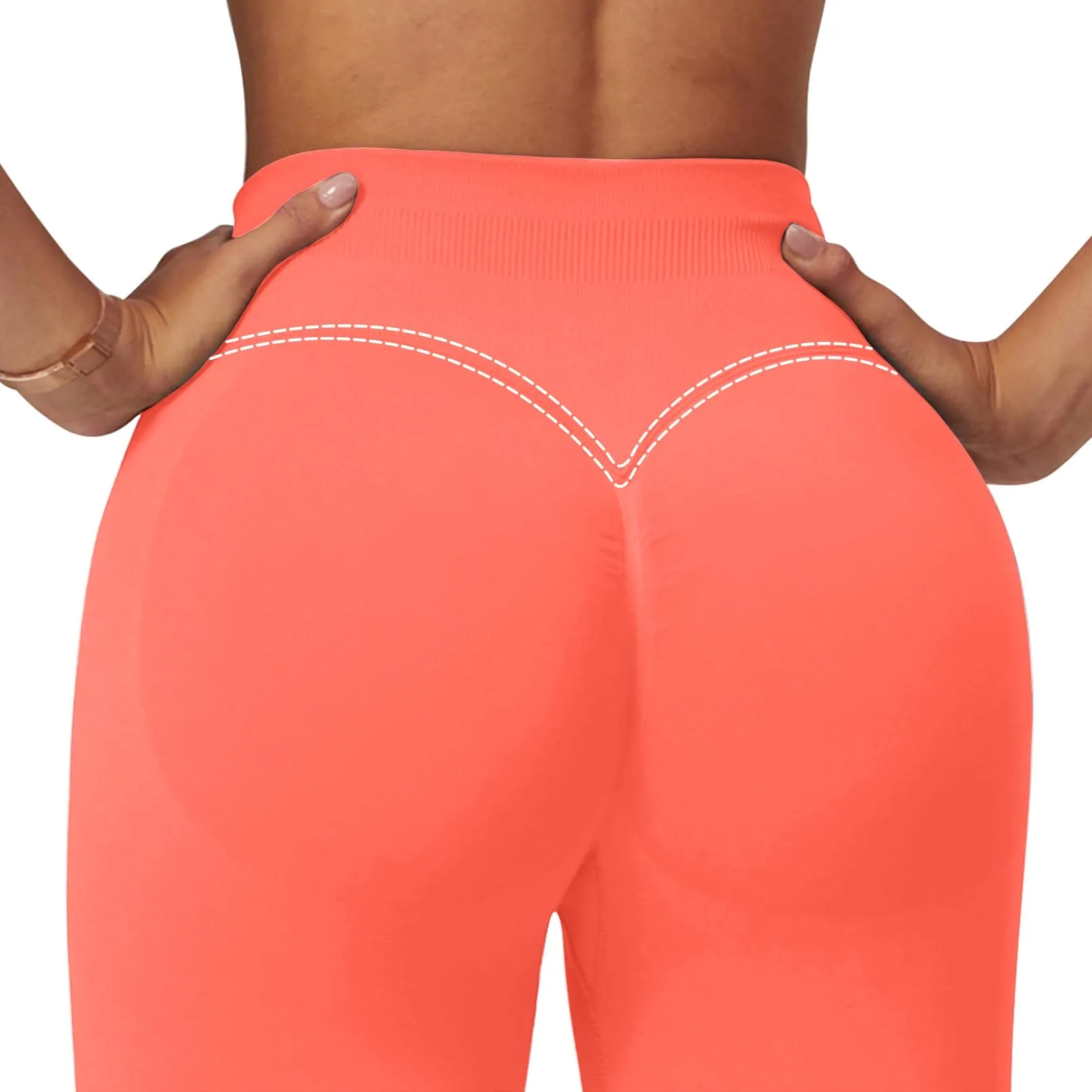 Impact Leggings for Women Seamless Workout Yoga Pants Hidden Scrunch Butt Tummy Control Gym Leggings Mid Low Waist 25" Coral