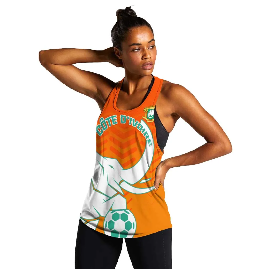 Ivory Coast Football Women Racerback Tank - Go Les Elephants LT01