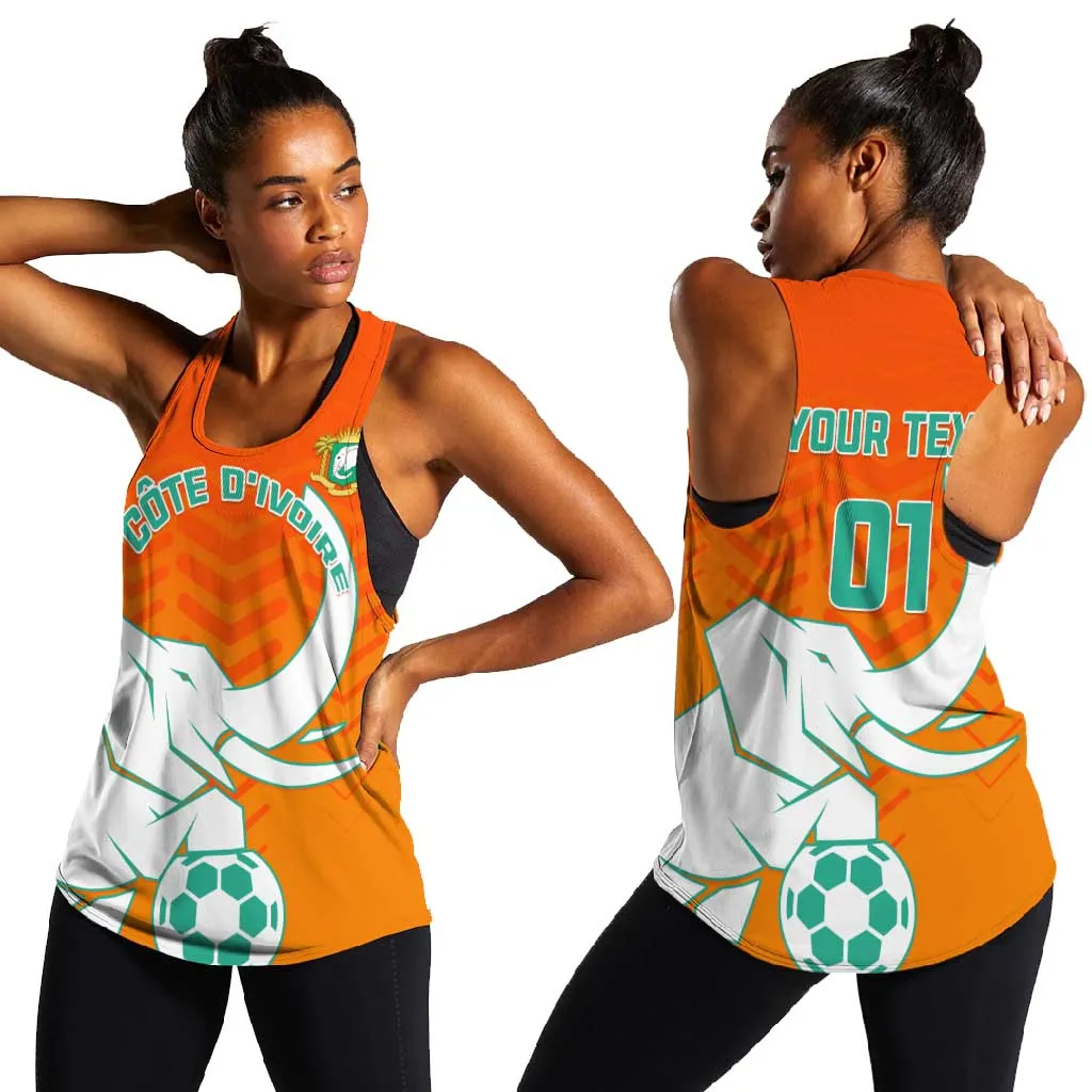 Ivory Coast Football Women Racerback Tank - Go Les Elephants LT01