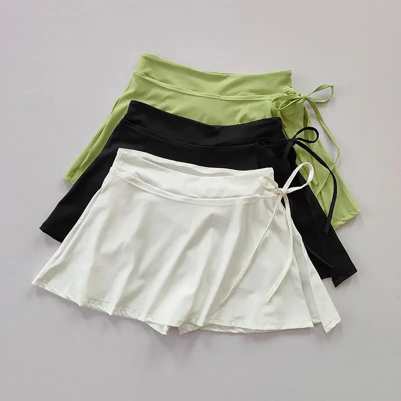JazzHer Y2K casual Sports Skirt Badminton Tennis Half-body Skirt Pants side slits Yoga Sunlight sporty girls aesthetic comfortable Skirt