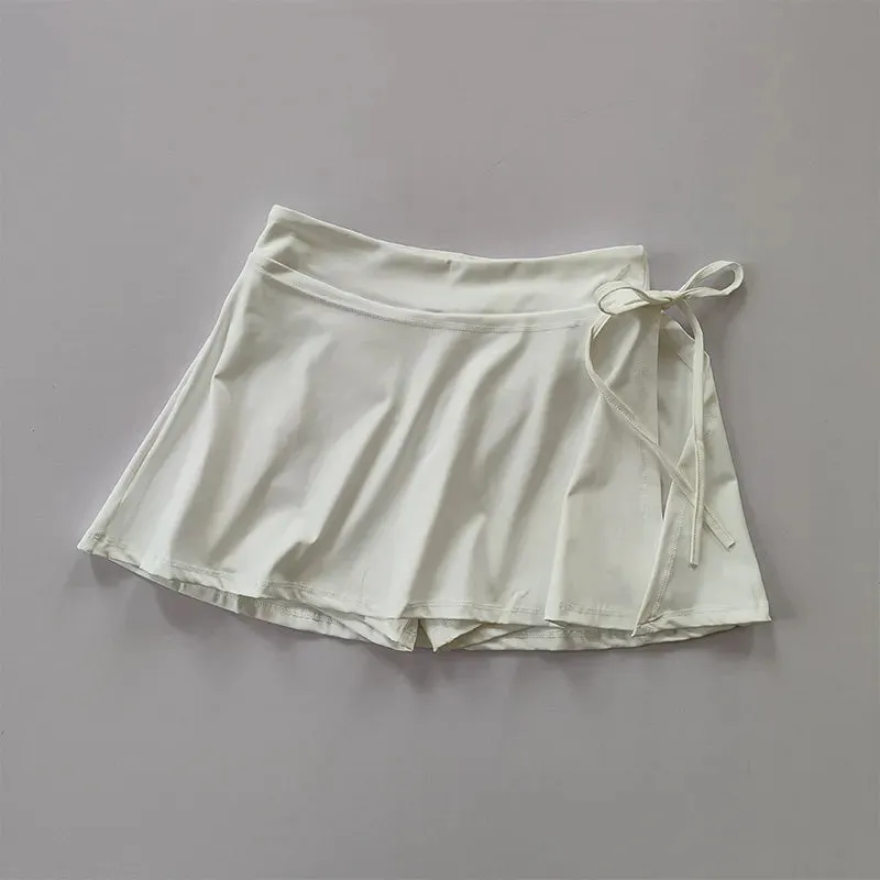 JazzHer Y2K casual Sports Skirt Badminton Tennis Half-body Skirt Pants side slits Yoga Sunlight sporty girls aesthetic comfortable Skirt