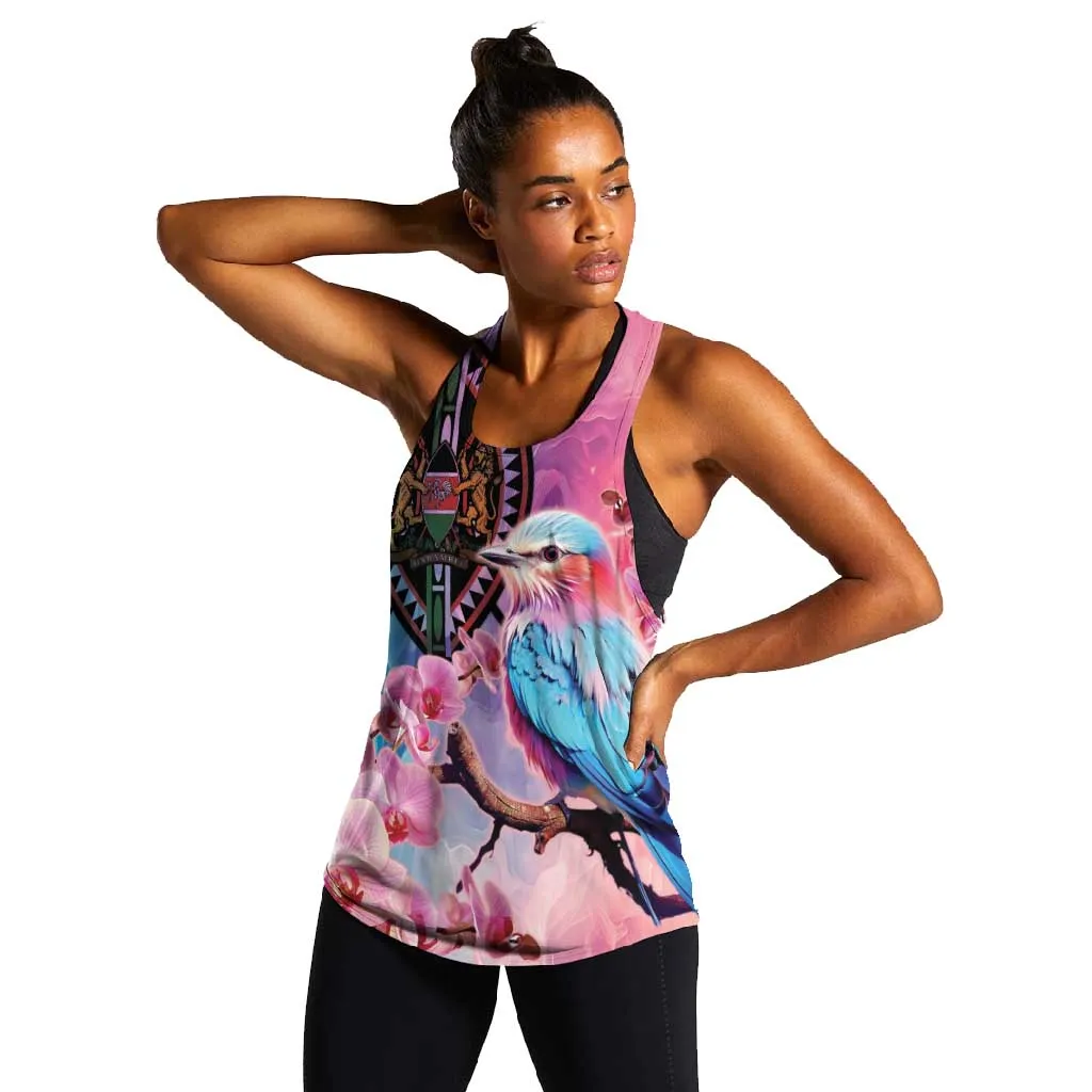 Kenya Lilac-Breasted Roller Women Racerback Tank Coat Of Arms Mix Orchid LT14
