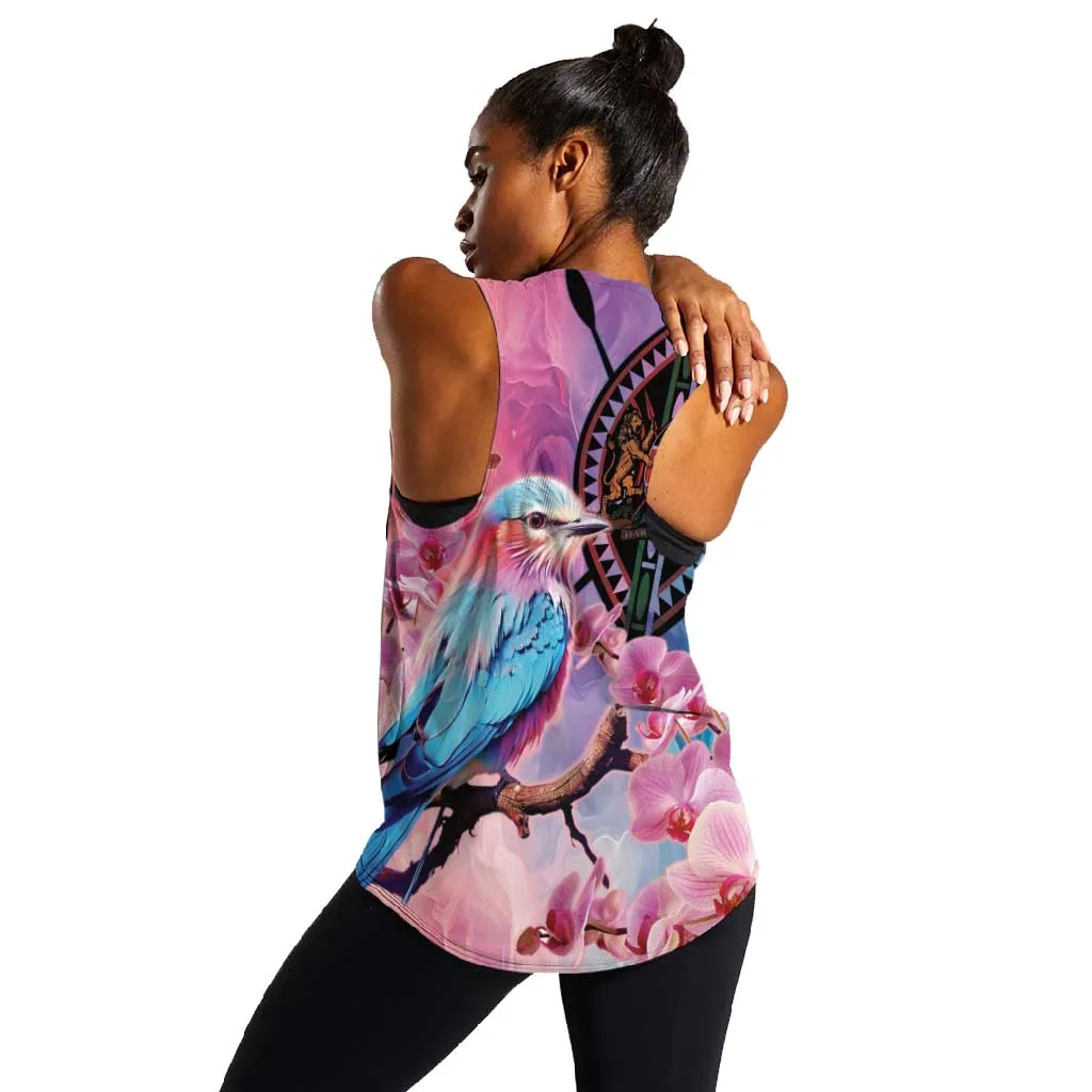 Kenya Lilac-Breasted Roller Women Racerback Tank Coat Of Arms Mix Orchid LT14