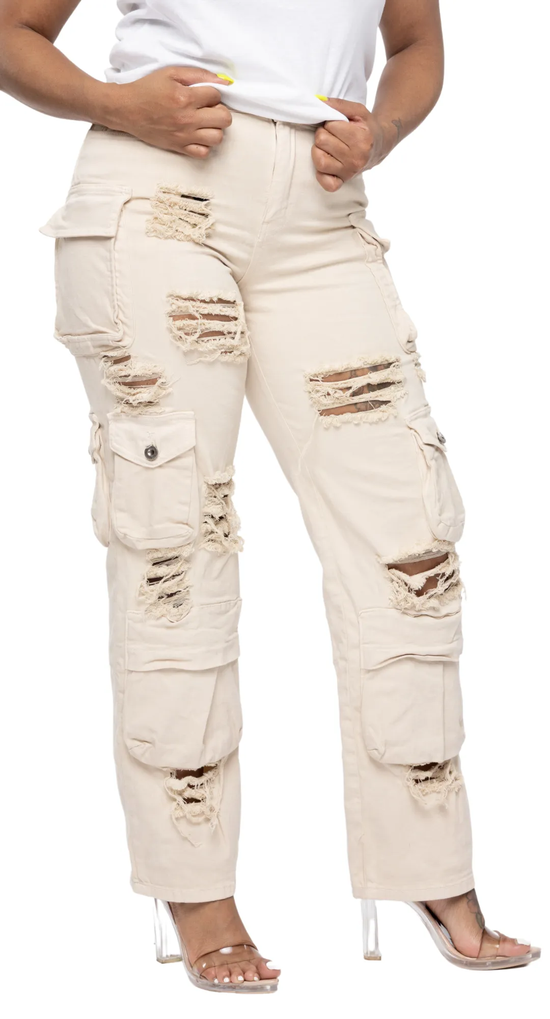 Khaki Destroyed Pants