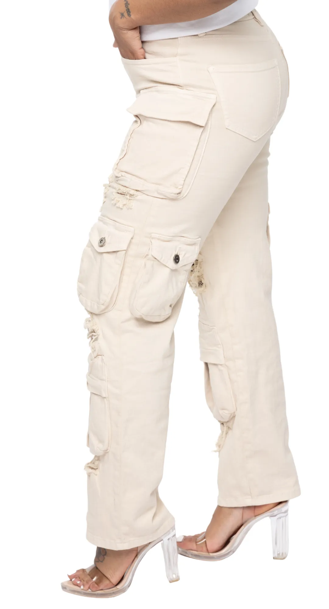 Khaki Destroyed Pants