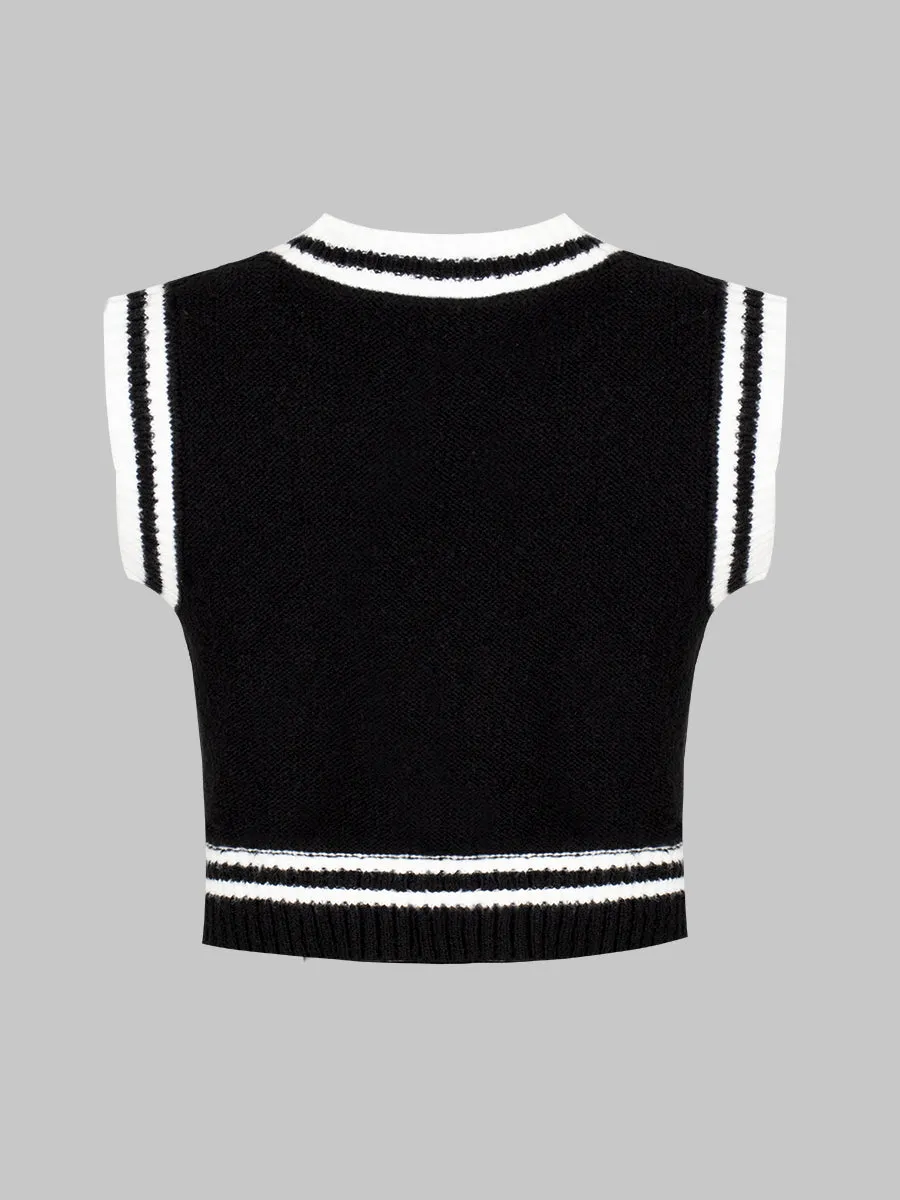 Knitted Tank Top Shirt with Tie Skirt Three Piece Set
