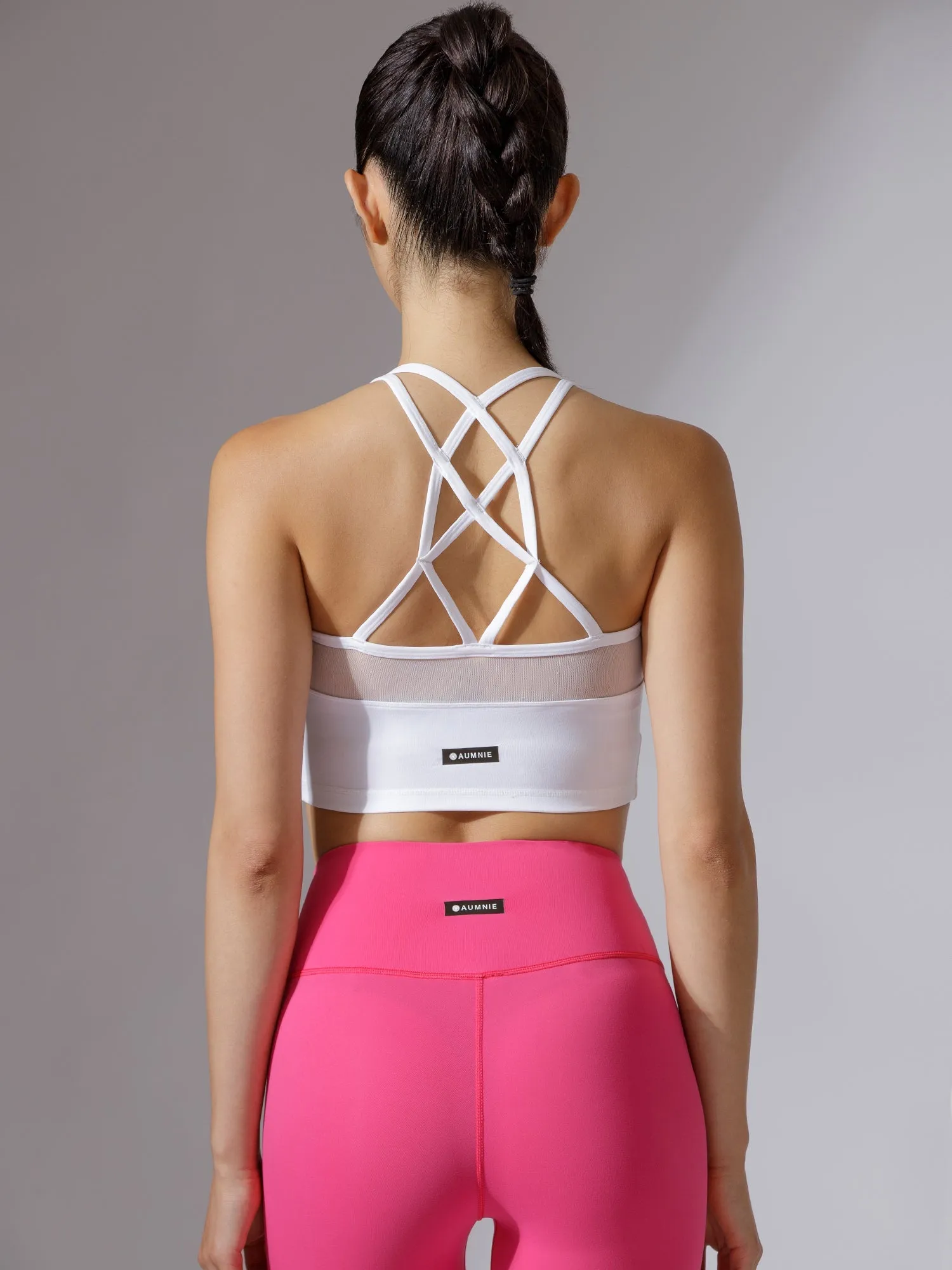 LABRYINTH CROPPED TANK, WHITE/WHITE MESH
