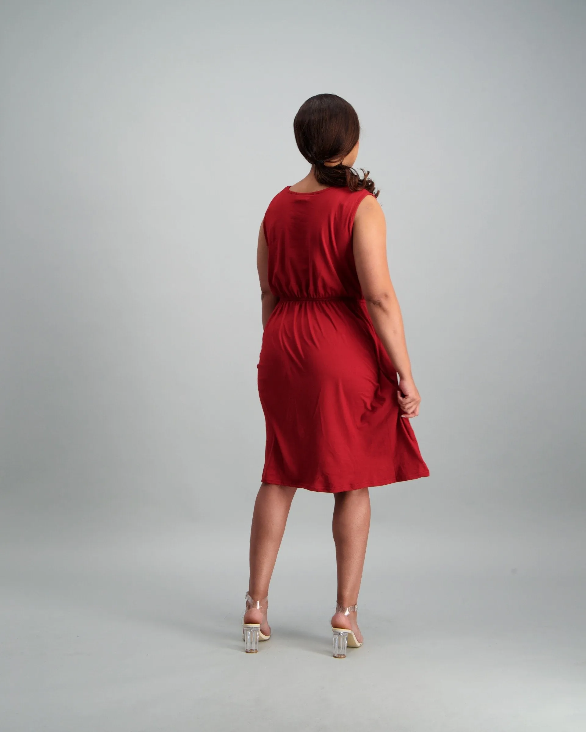 Ladies Knit Tennis Dress - Burgundy