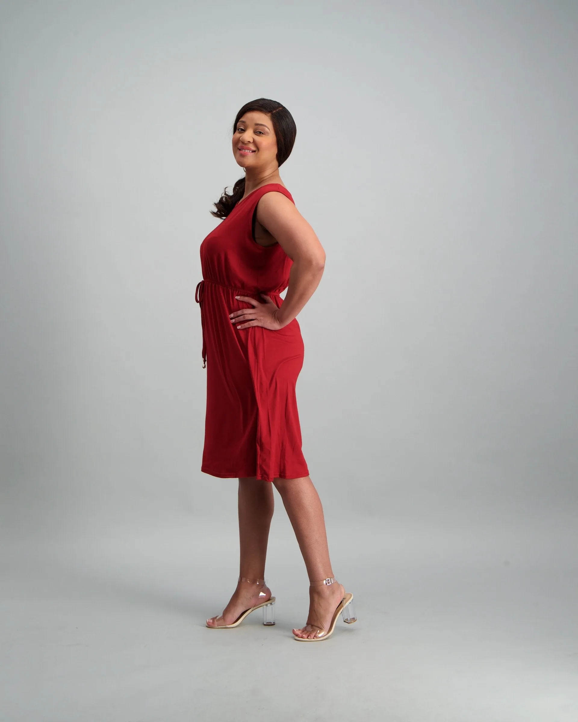 Ladies Knit Tennis Dress - Burgundy