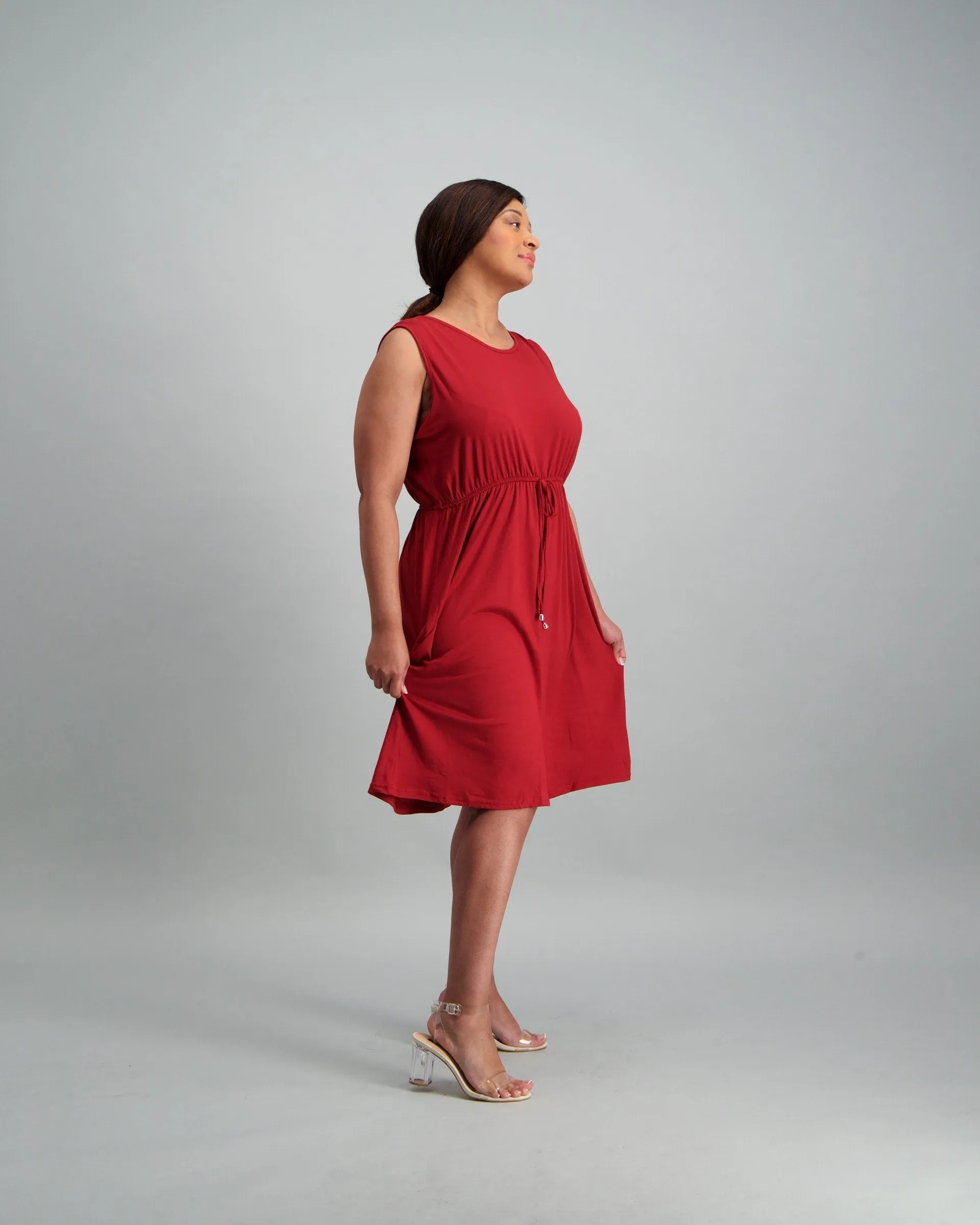 Ladies Knit Tennis Dress - Burgundy