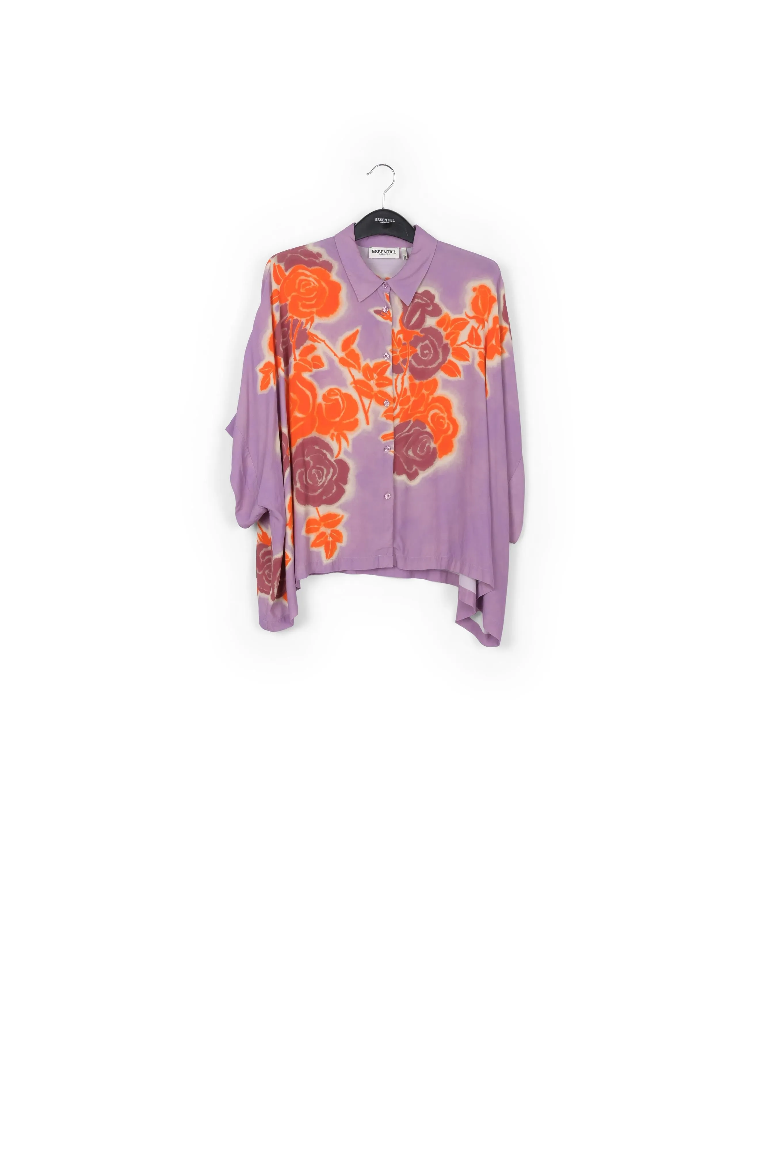Lilac, orange and purple oversized shirt with floral print