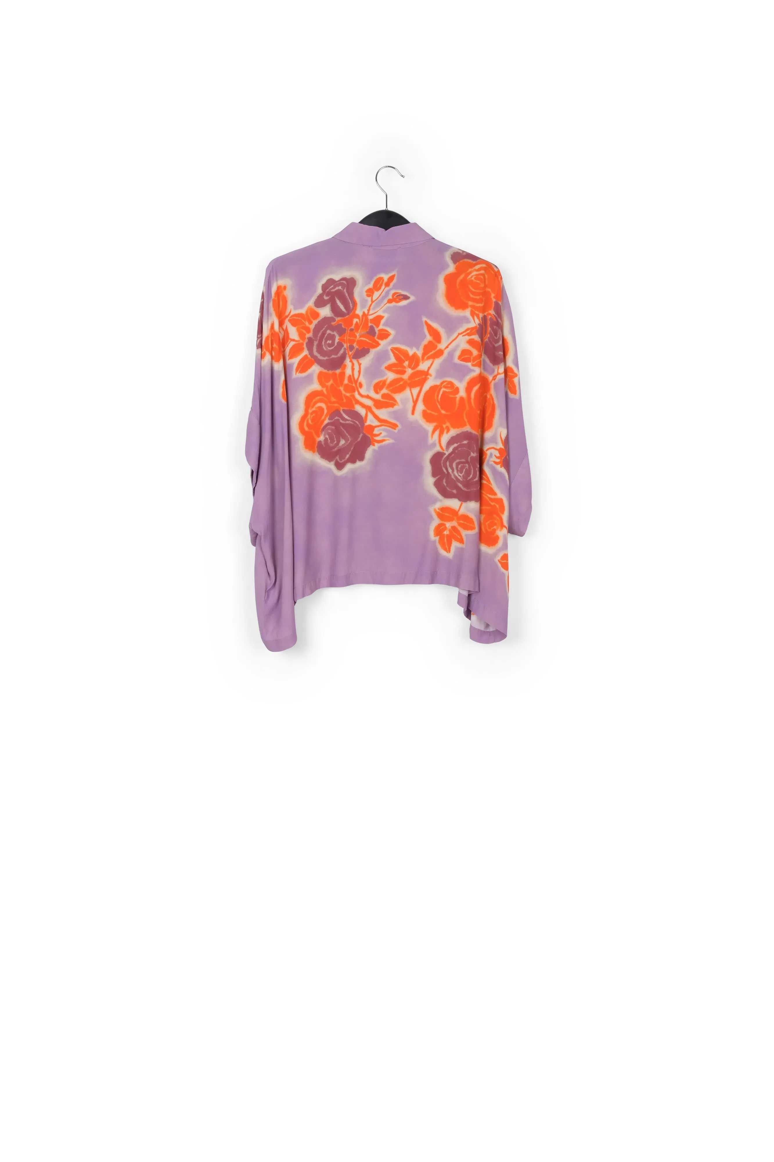 Lilac, orange and purple oversized shirt with floral print
