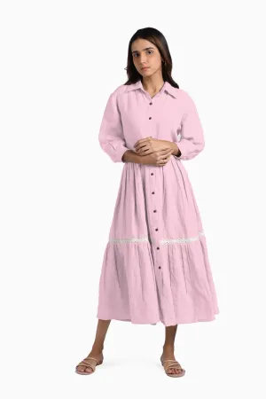 Linen Ariel Maxi Dress-Petal Pink