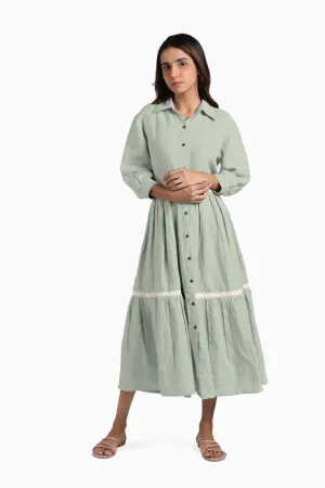 Linen Ariel Maxi Dress-Sage Green