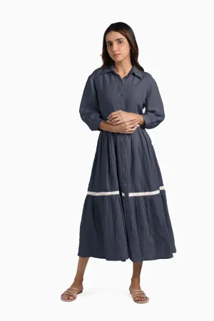 Linen Ariel Maxi Dress-Stormy Blue