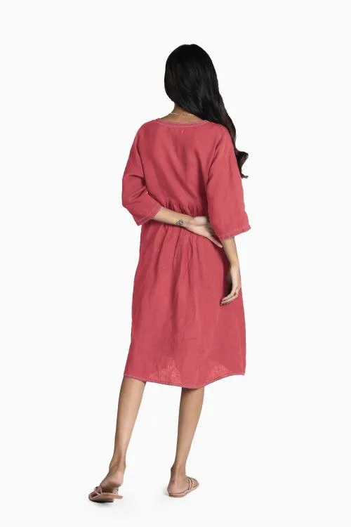 Linen Claire Midi Dress-Brown Bean