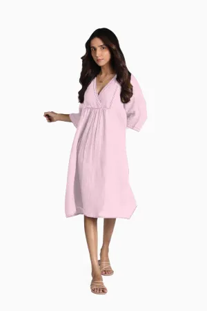 Linen Claire Midi Dress-Petal Pink